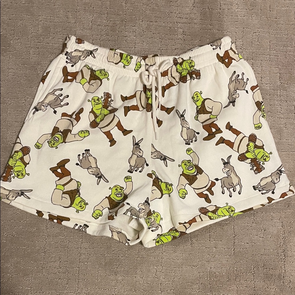 Dreamworks Shrek and Donkey Pajama Shorts - White and Green